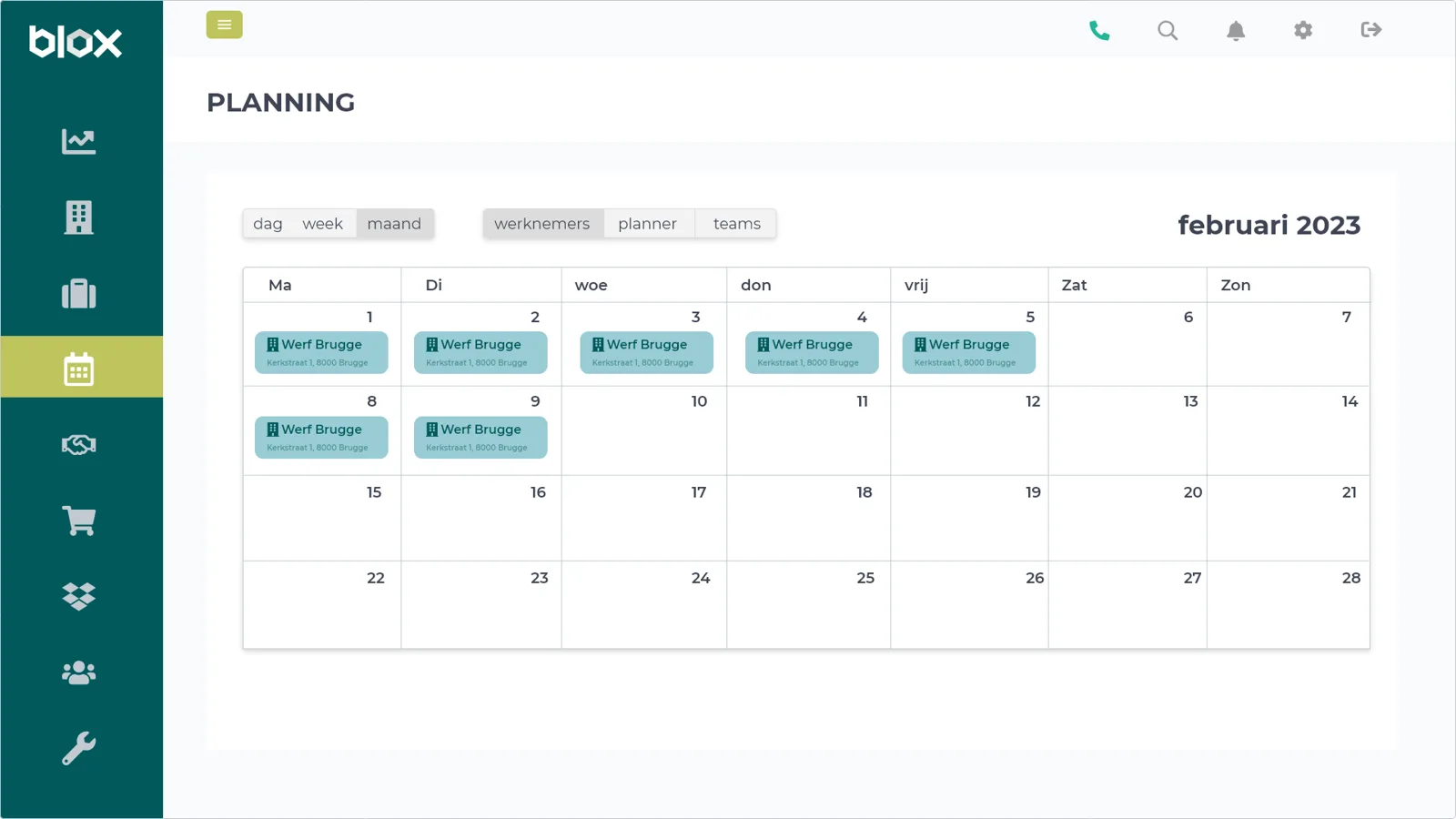 Maandplanning van projecten